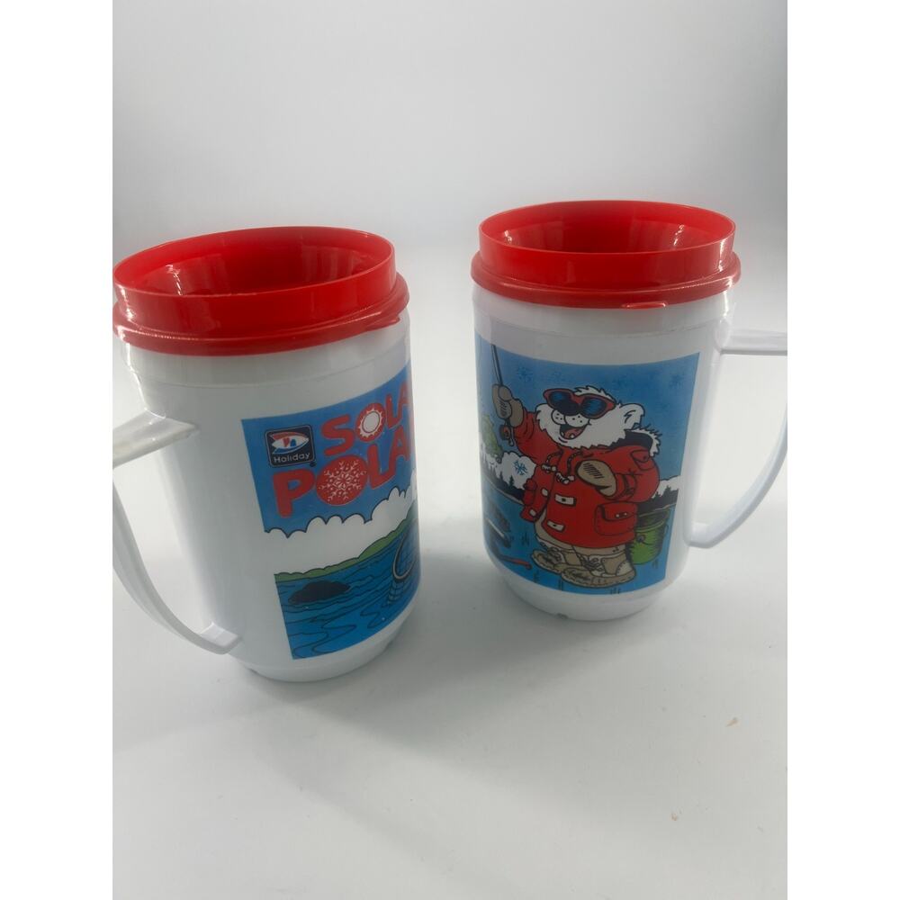 Phillips 66 Polar Bear Collectible Travel Mugs Ice Fishing Set Insulated Rare - Picture 3 of 5